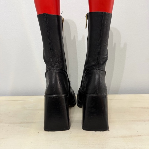 ASOS Black Leather Y2K Heeled Boots - Picture 6 of 9